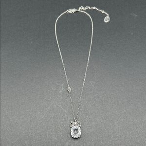 VTG Juicy Couture CZ Crystal Pendant Bow Silver Necklace